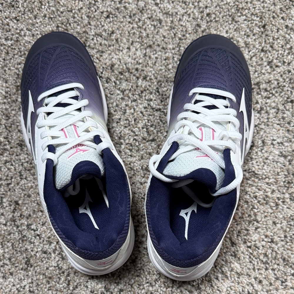 Mizuno Purple, White and Pink Gradient Athletic Sneakers